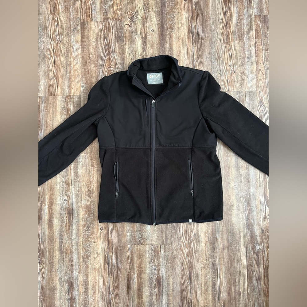 FIGS Black Fleece Scrub Jacket